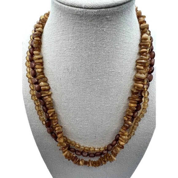 Vintage Multi-Strand Beaded Necklace With Agate Chips - Picture 2 of 7